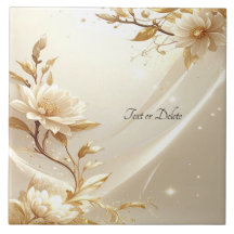 Carreaux de céramique Fleurs Blanches et Dorées