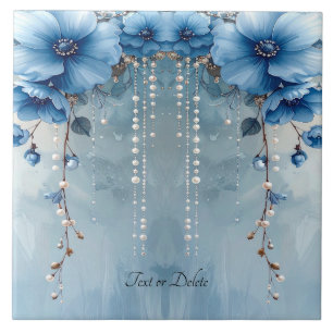 Carreaux de céramique Fleurs bleues et perles