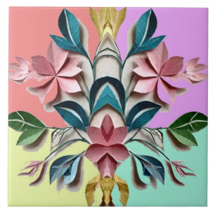 Carreaux de céramique florale symétrique multicolo