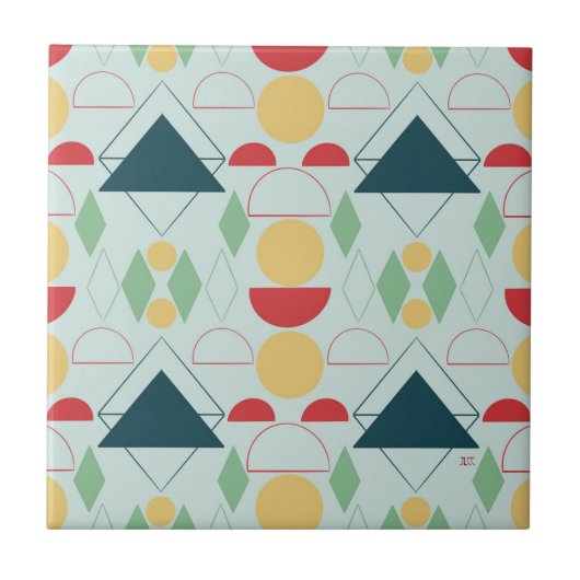 Carreaux de céramique Mid Century Mod géométrique (Devant)