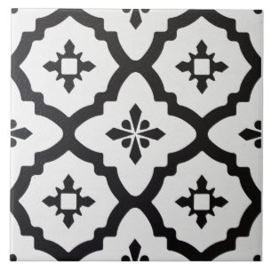 Carreaux de Céramique - Motif Victorien Noir et Bl