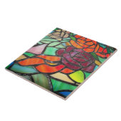 Carreaux de céramique rose en verre floral (Côté)