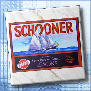 CARREAUX DE CÉRAMIQUE - "Schooner" Citrons - Étiqu