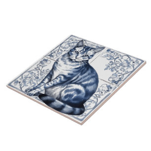 Carreaux de chat en Indigo Rustique bleu complexe