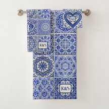 Carreaux de cottage de campagne bleu vintage avec 