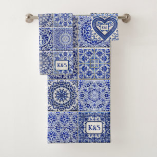Carreaux de cottage de campagne bleu vintage avec