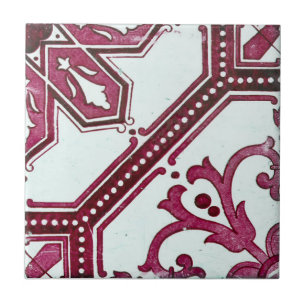 Carreaux de faïence géométriques rouges portugais