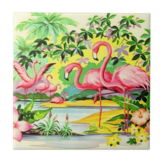 Carreaux de Flamant rose vintages Retro Rose