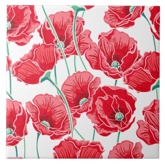 Carreaux de fleurs de pavot (Devant)