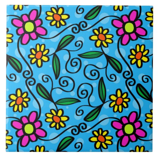 carreaux de fleurs gribouillées (Devant)