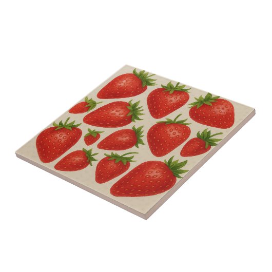 Carreaux de fraises - Aquarelle Fruit céramique (Côté)