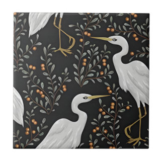 carreaux de grue blanche en feuille de palme