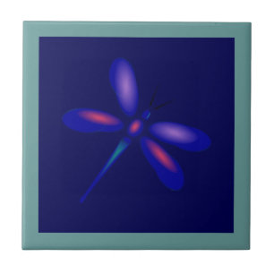 Carreaux de libellules (bordure turquoise)