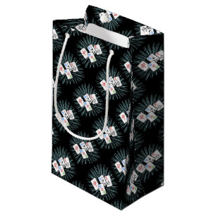 Carreaux de Mahjong sur sac cadeau noir
