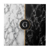 Carreaux de marbre blanc noir Faux avec lettre per (Devant)