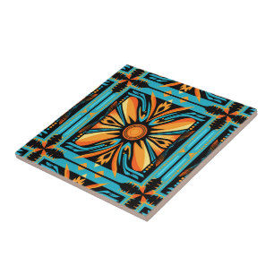 Carreaux de mosaïque bleu orange jaune