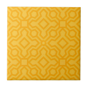carreaux de motif floral délicat jaune moutarde