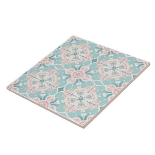 Carreaux de motifs floraux rose et bleu