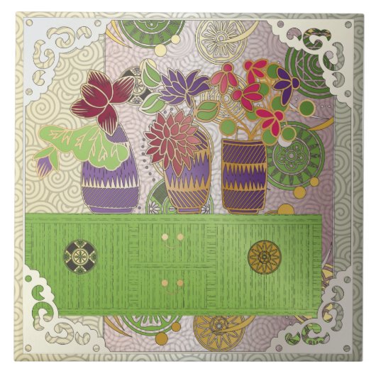 Carreaux de table verte Mah Jongg (Devant)