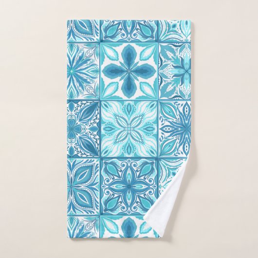 Carreaux décorés en bleu et blanc (Serviette à main)