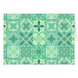 Carreaux décorés en vert et blanc