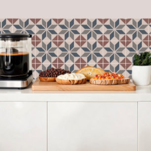 Carreaux diamant bleu, gris et terre