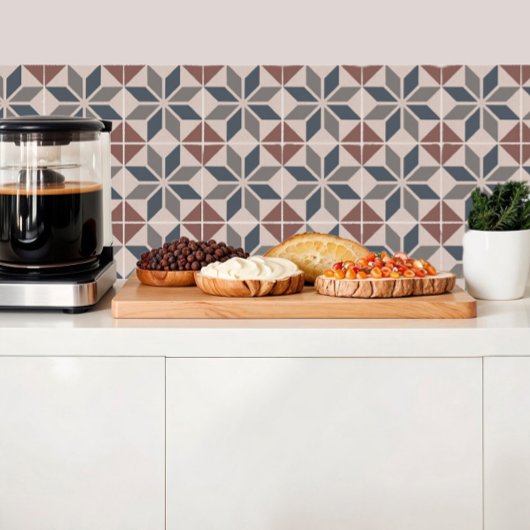 Carreaux diamant bleu, gris et terre