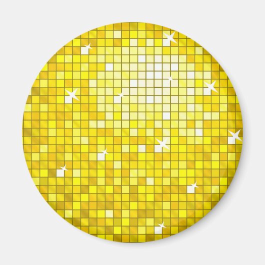 Carreaux Disco Aimant frigo jaune rond (Devant)