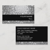 Carreaux Disco "Argent" carte de visite bande noir (Devant / Derrière)