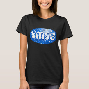 Carreaux Disco bleu foncé "xmas" t-shirt noir
