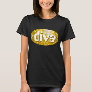 Carreaux Disco "Gold" T-shirt "diva" noir