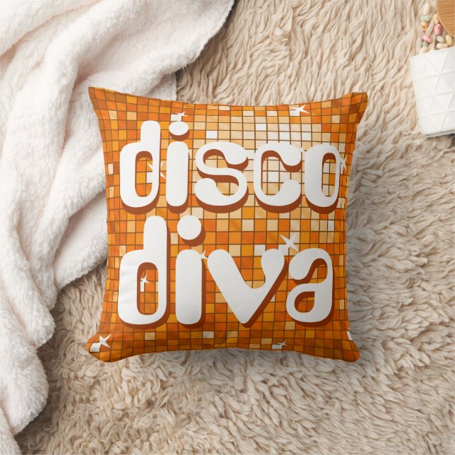 Carreaux Disco Orange 'disco diva' lancer oreiller (Couverture)