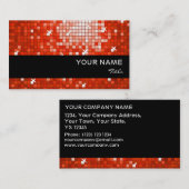 Carreaux Disco Rouge carte de visite bande noire (Devant / Derrière)