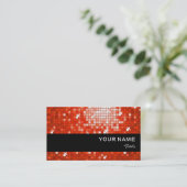 Carreaux Disco Rouge carte de visite bande noire (Debout devant)