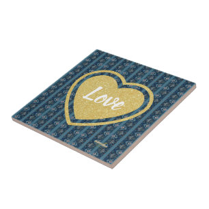 Carreaux en céramique AMOUR Bleu par la poète Adie