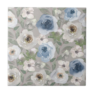 Carreaux en céramique Bleu Blanc Roses