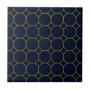 Carreaux en céramique bleu marine et jaune octogo
