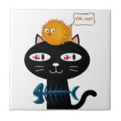 Carreaux en céramique Chat noir, Os de poisson, (Devant)