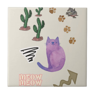 Carreaux en céramique Chat Poisson Cactus Meow Paw