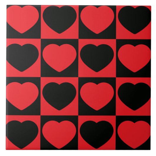 carreaux en céramique de coeurs noir et rouge (Devant)