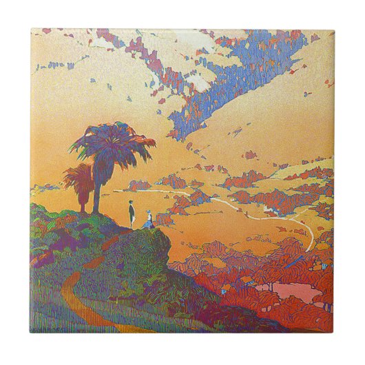 Carreaux en céramique de voyage vintage Californie (Devant)