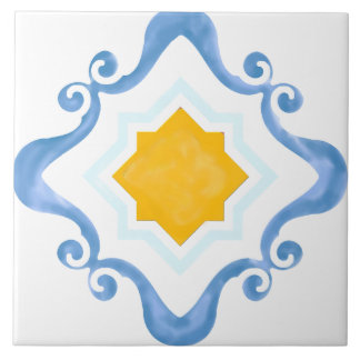 Carreaux en céramique jaune et bleu