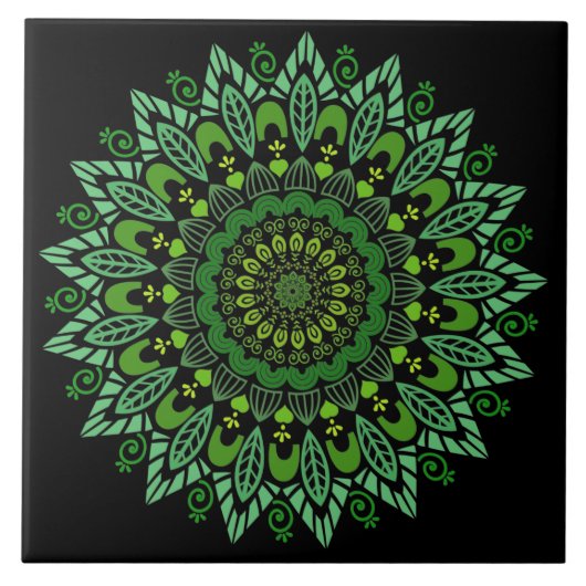 Carreaux en céramique Mandala vert (Devant)