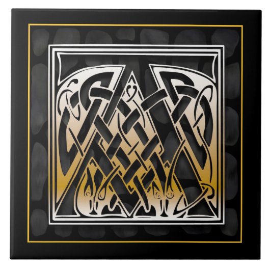 Carreaux en céramique Monogram Celtic Black Stone (Devant)