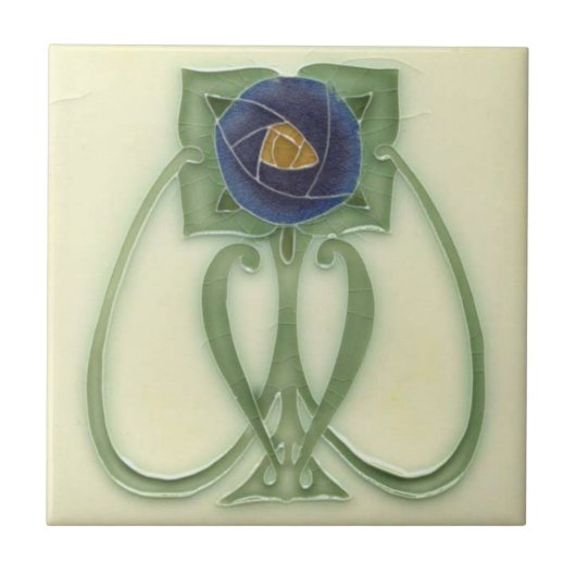 Carreaux en céramique - Reproduction Rose bleu Vin (Devant)