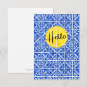 Carreaux et citron "Hello" carte de voeux plat (Devant / Derrière)
