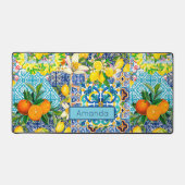 Carreaux fleuris d'agrumes siciliens bleu chic (Recto)