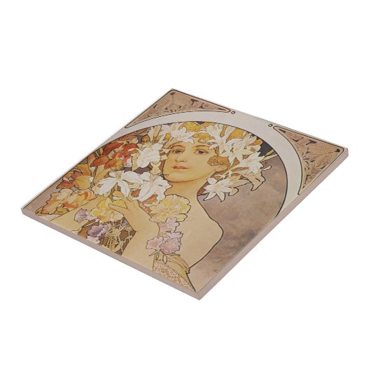 Carreaux - Fleurs Mucha Dame Art Nouveau (Côté)