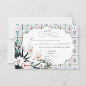 Carreaux floraux | Mariage tropical marocain RSVP (Devant)