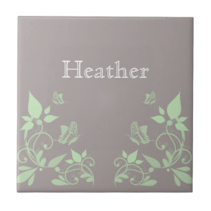 Carreaux floraux papillon vert